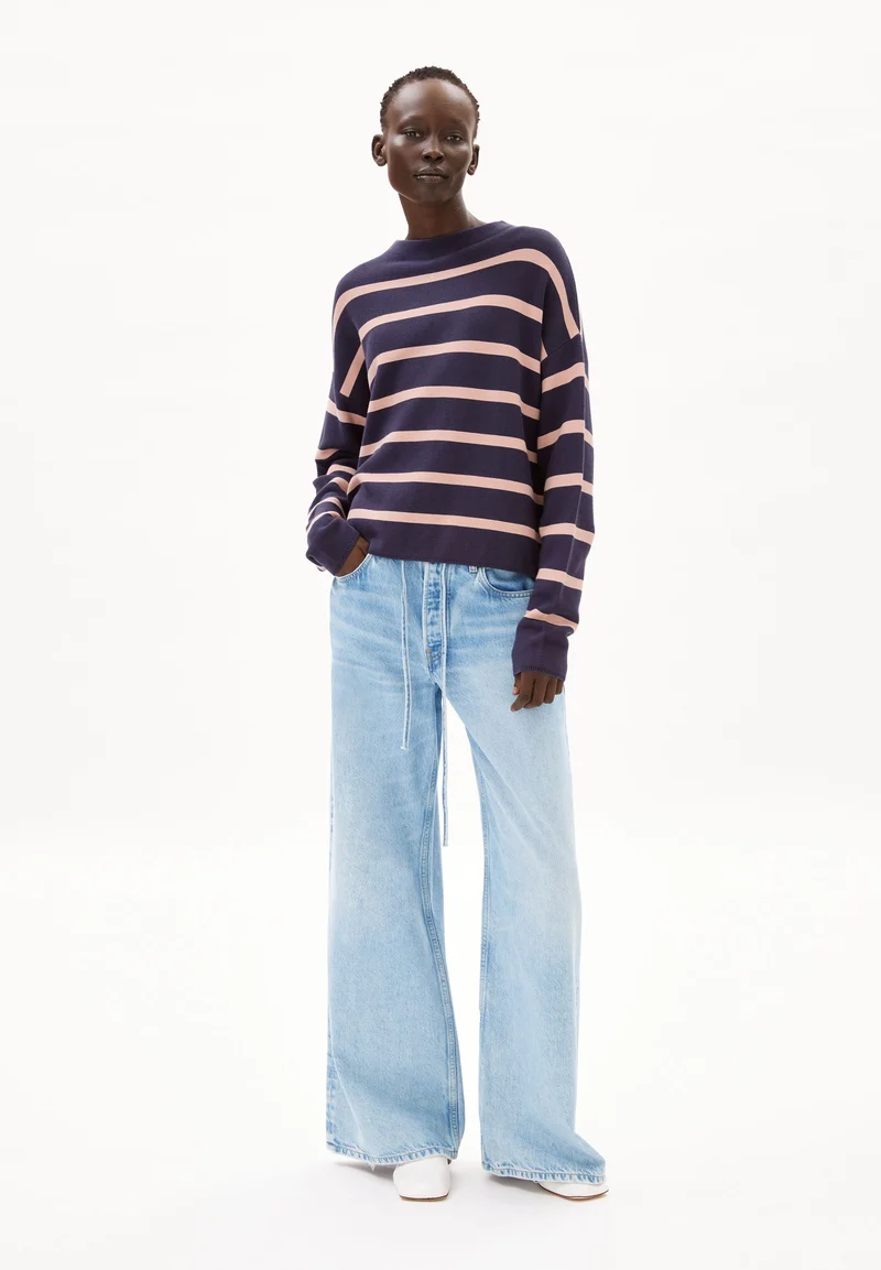 MERINAA STRIPES STRICKPULLOVER | moonlight gray-rosalilly