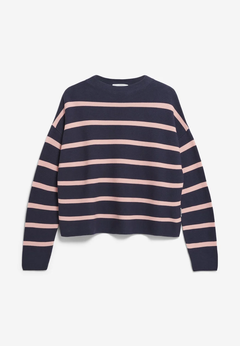MERINAA STRIPES STRICKPULLOVER | moonlight gray-rosalilly