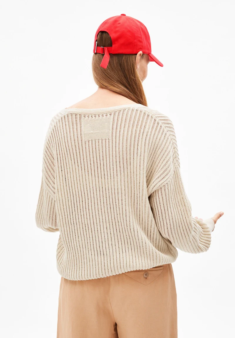 LEINEN-MIX STRICKPULLOVER | raw white