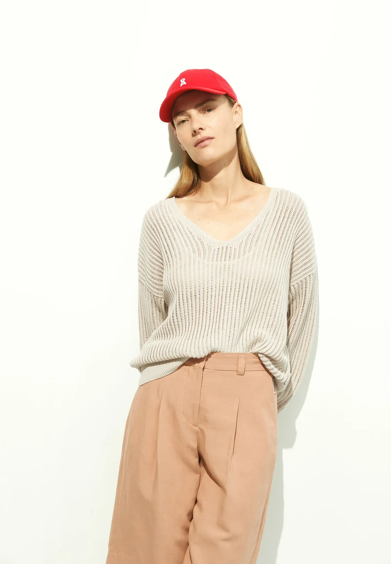 LEINEN-MIX STRICKPULLOVER | raw white