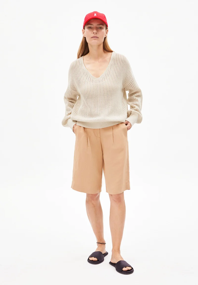 LEINEN-MIX STRICKPULLOVER | raw white