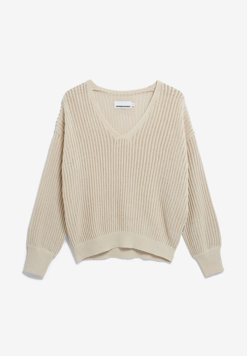 LEINEN-MIX STRICKPULLOVER | raw white