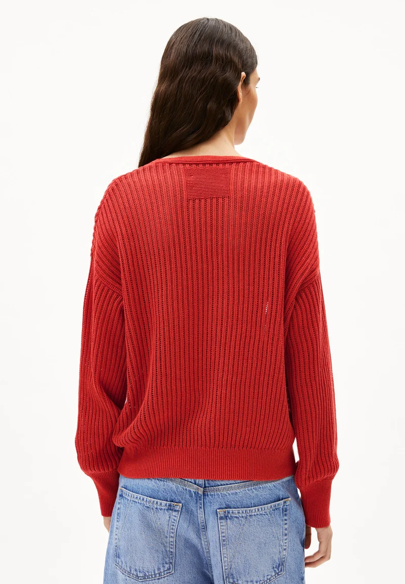 LEINEN-MIX STRICKPULLOVER | coral blush