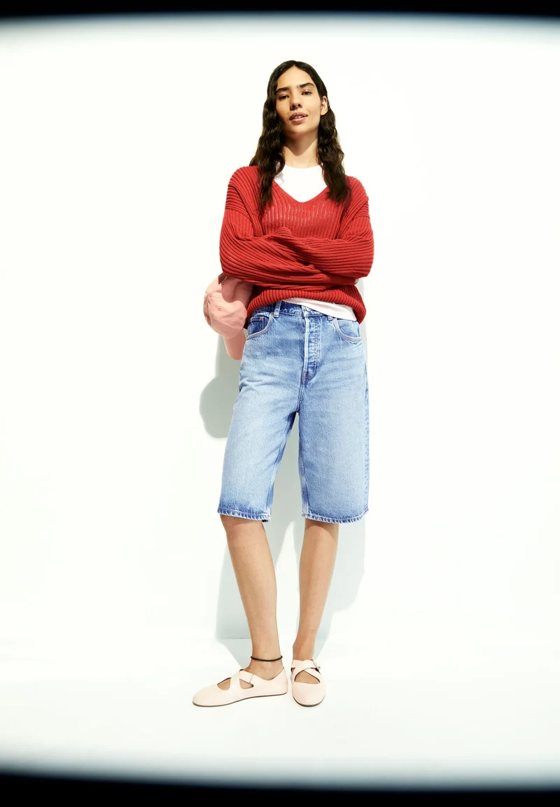 LEINEN-MIX STRICKPULLOVER | coral blush