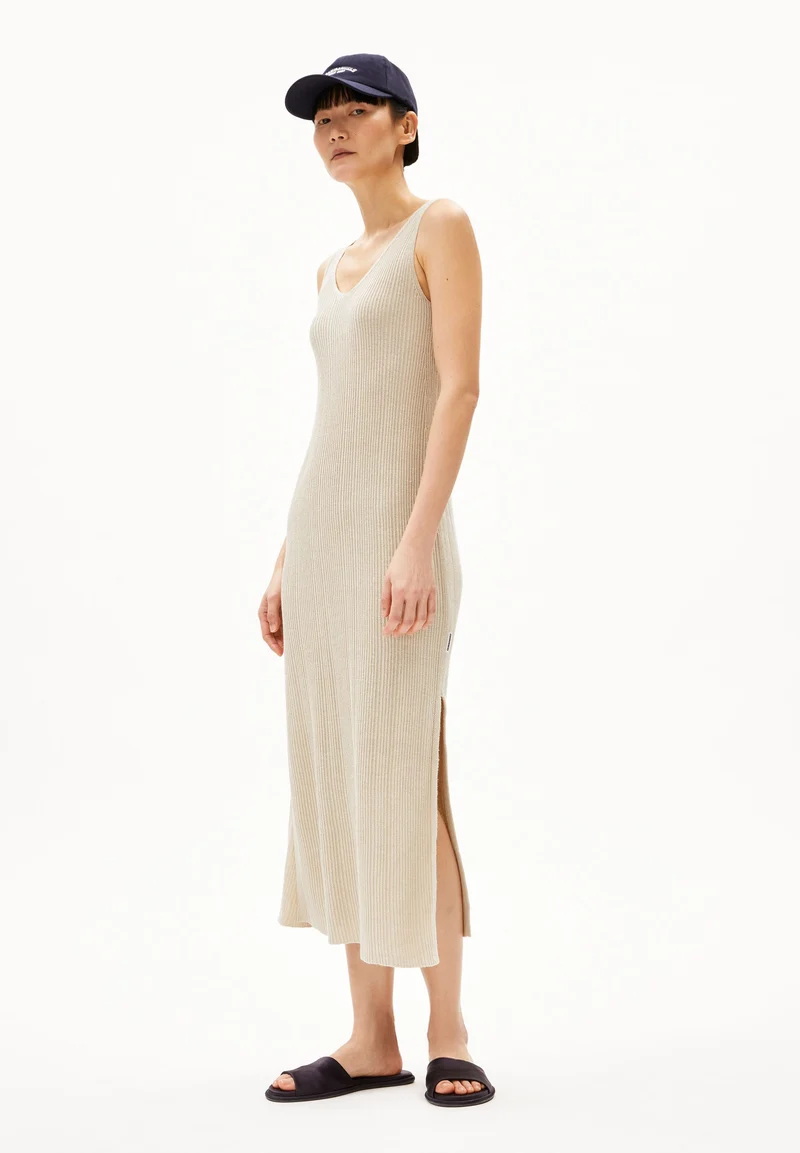 LEINEN-MIX STRICKKLEID | raw white