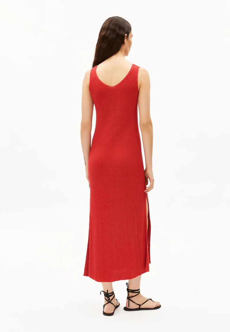 LEINEN-MIX STRICKKLEID | coral blush
