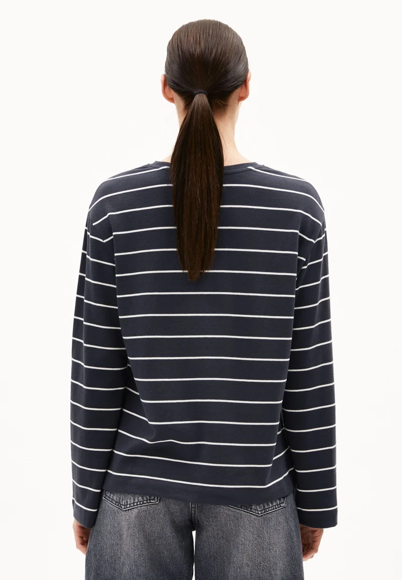 MARYNAA GESTREIFTES LANGARMSHIRT | dark steel-oatmilk
