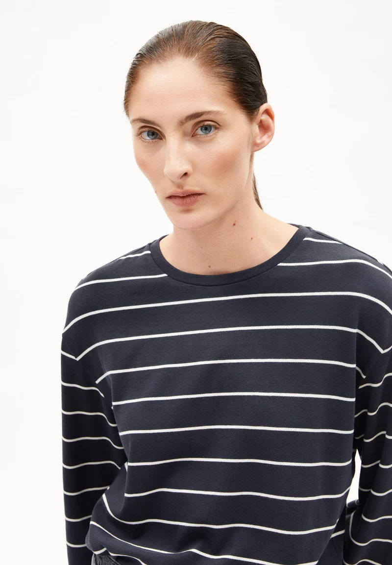 MARYNAA GESTREIFTES LANGARMSHIRT | dark steel-oatmilk