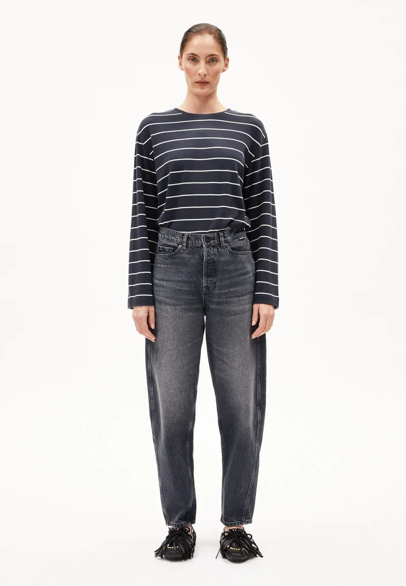 MARYNAA GESTREIFTES LANGARMSHIRT | dark steel-oatmilk
