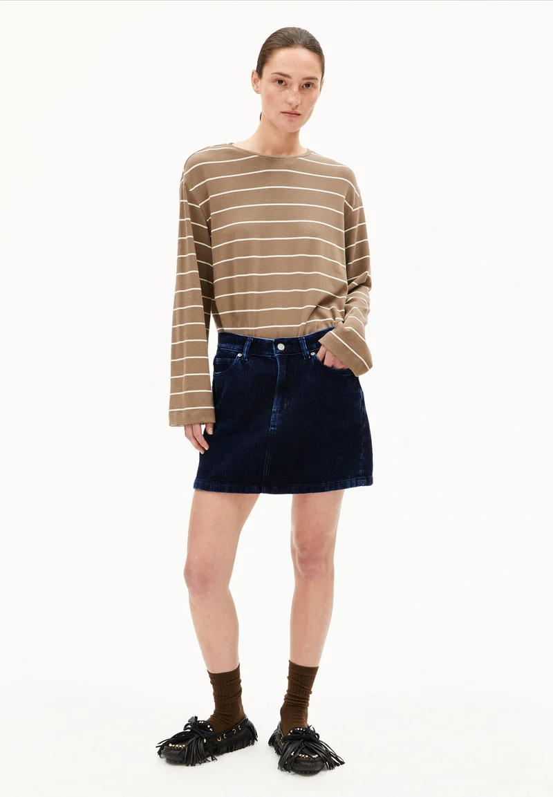 MARYNAA GESTREIFTES LANGARMSHIRT | walnut cream-oatmilk