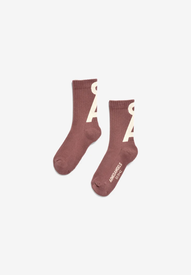 SAAMUS SHORT SOCKEN | dark berry-pale peach