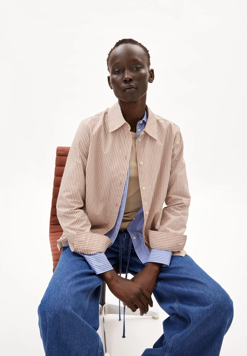 LOUILAA STRIPED | pale umber-light oatmilk