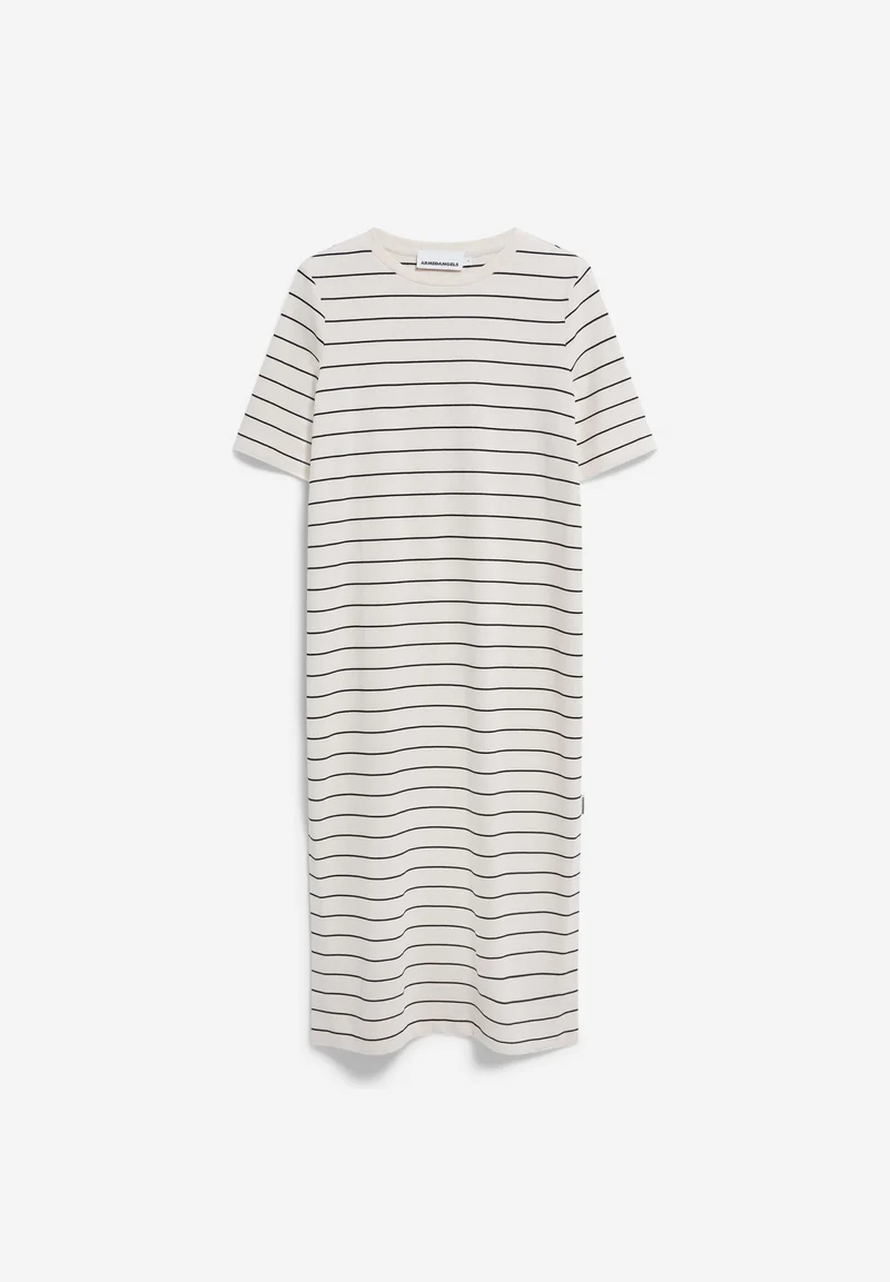 XELINAA FEIN GESTREIFTES MIDI-KLEID | undyed-black