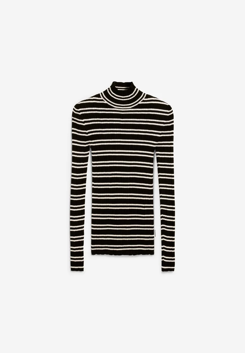 ALAANIA CHIFFRON STR STRICKPULLOVER | black-oatmilk