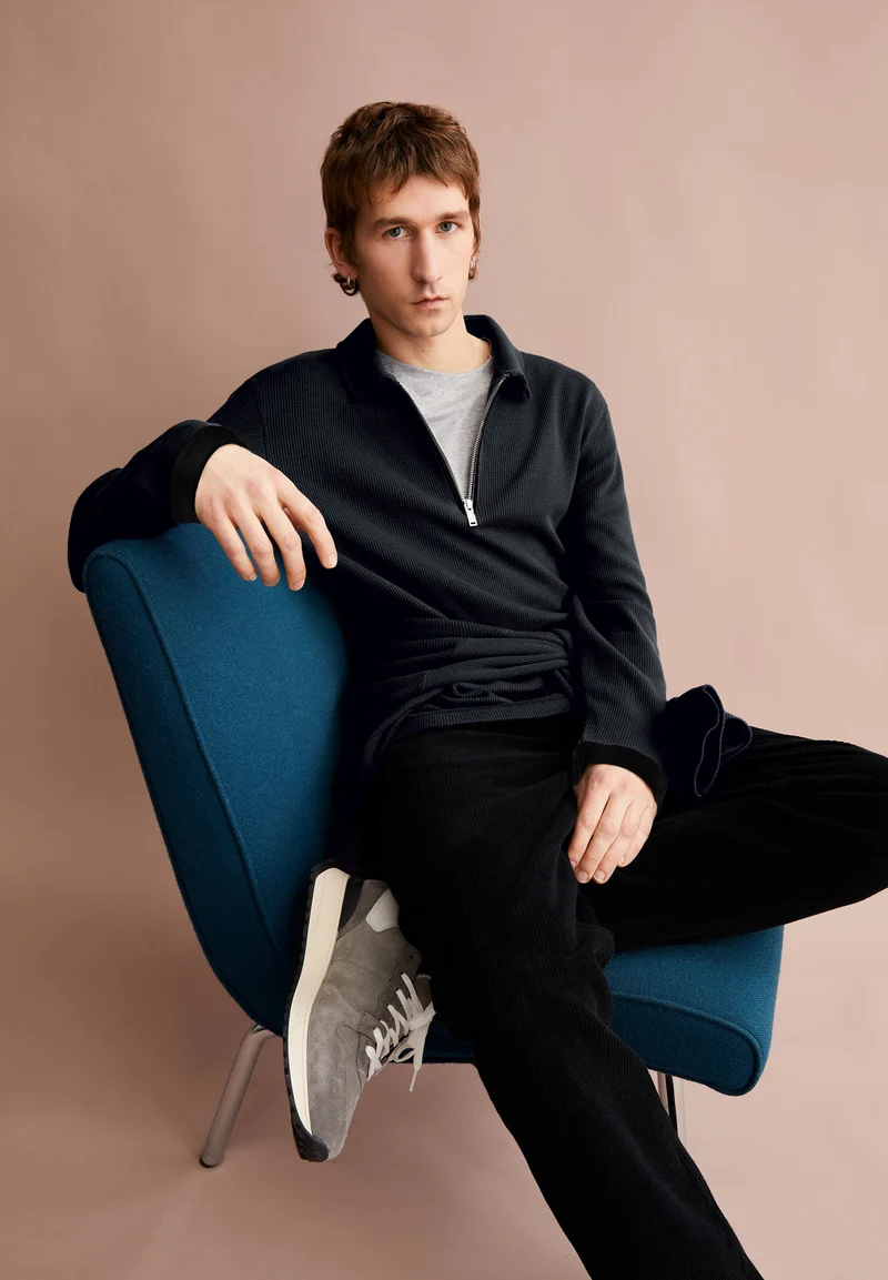 MAARKOS LS WAFFLE ZIP | black