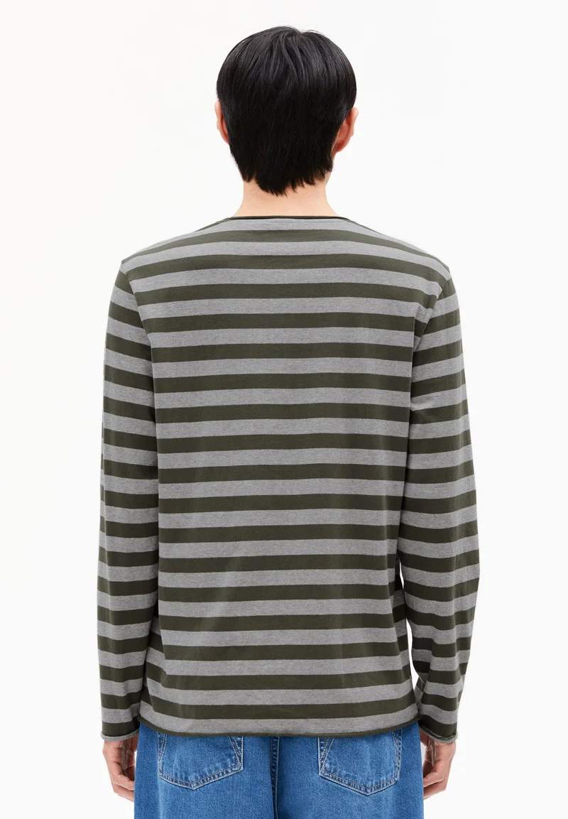 MAARKOS LS STRIPES BR | silver melange-forest pine