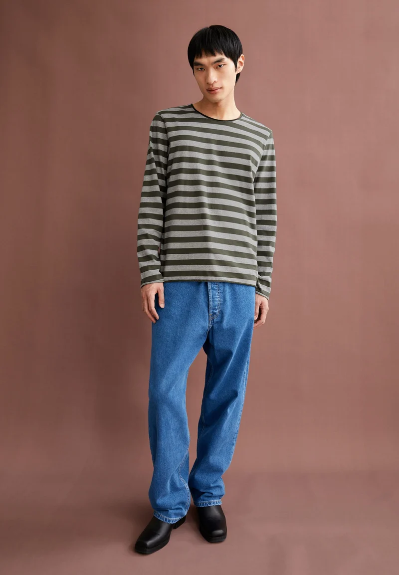 MAARKOS LS STRIPES BR | silver melange-forest pine