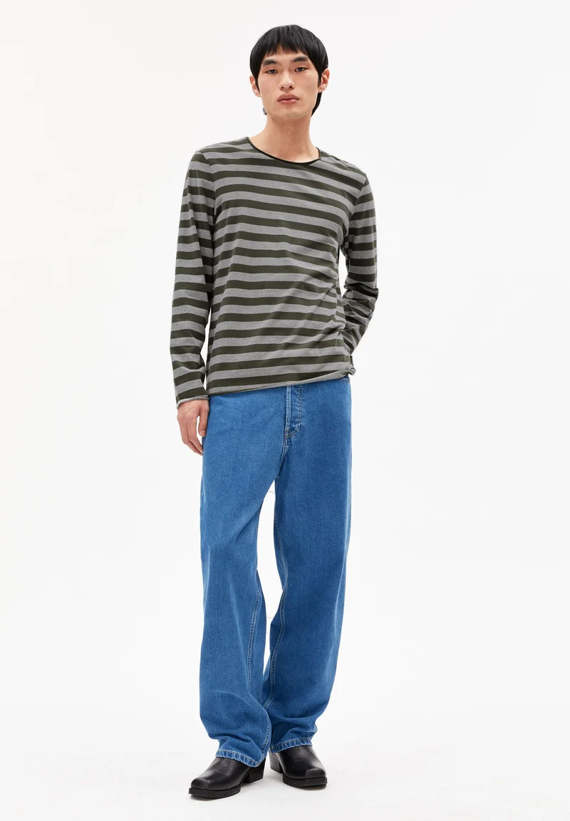 MAARKOS LS STRIPES BR | silver melange-forest pine