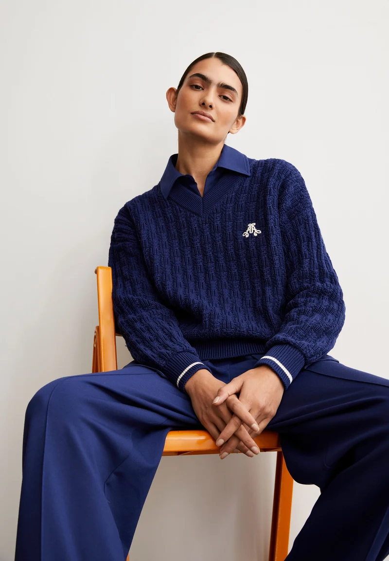 CAARLAS STRUCTURE STRICKPULLOVER | blue noon