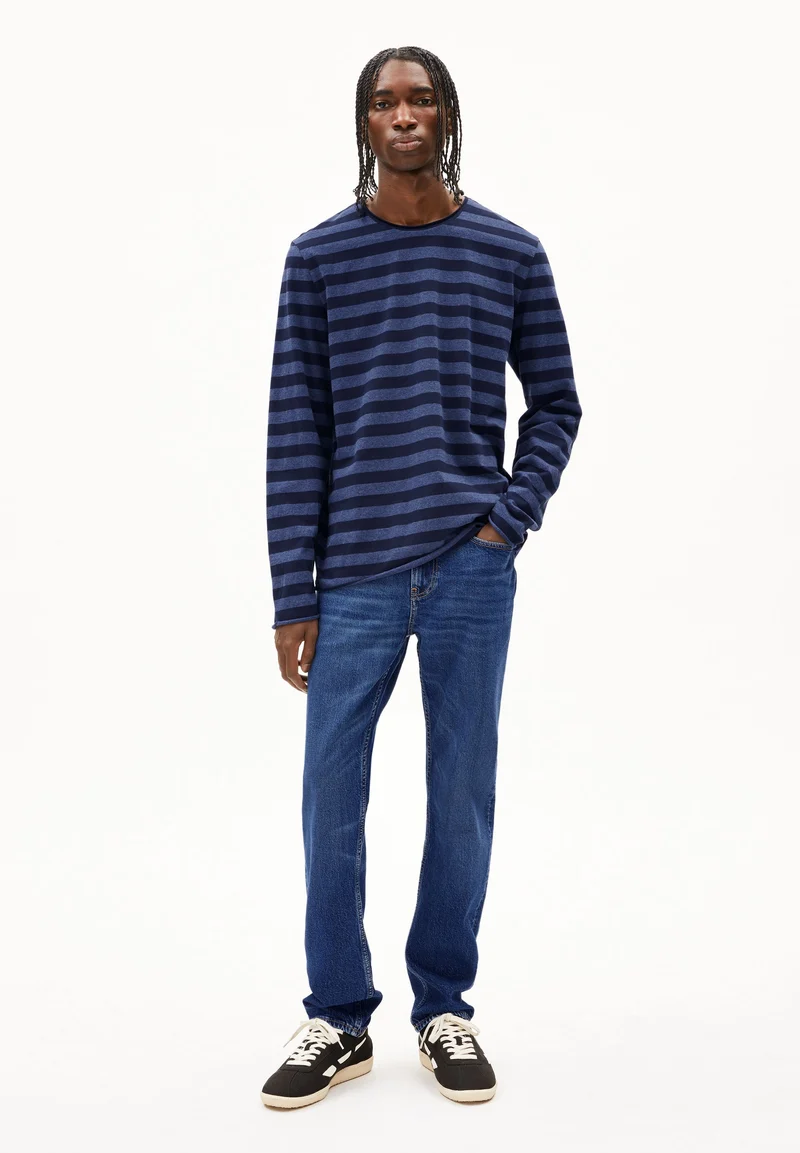 MAARKOS LS STRIPES BR | blue melange-night sky