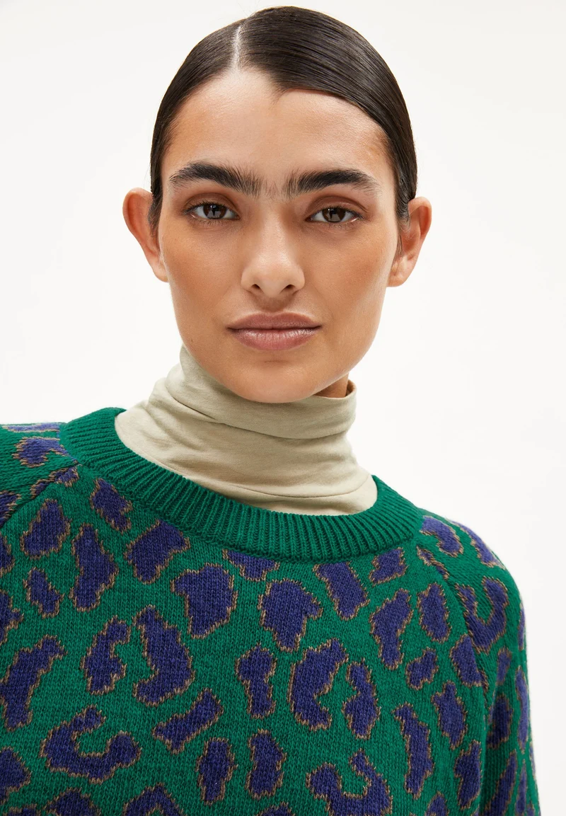 DILIRIAA LEOPAA STRICKPULLOVER | emerald green