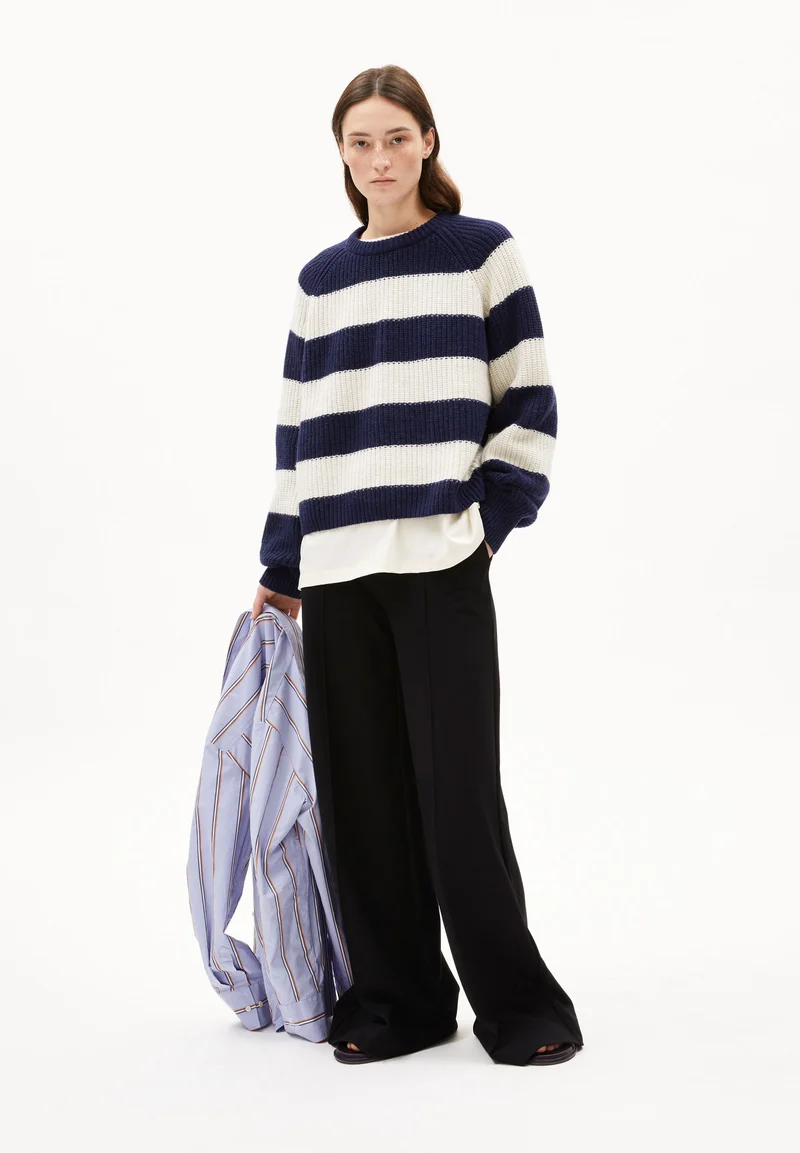 KAAGI STRIPES STRICKPULLOVER | tinted navy