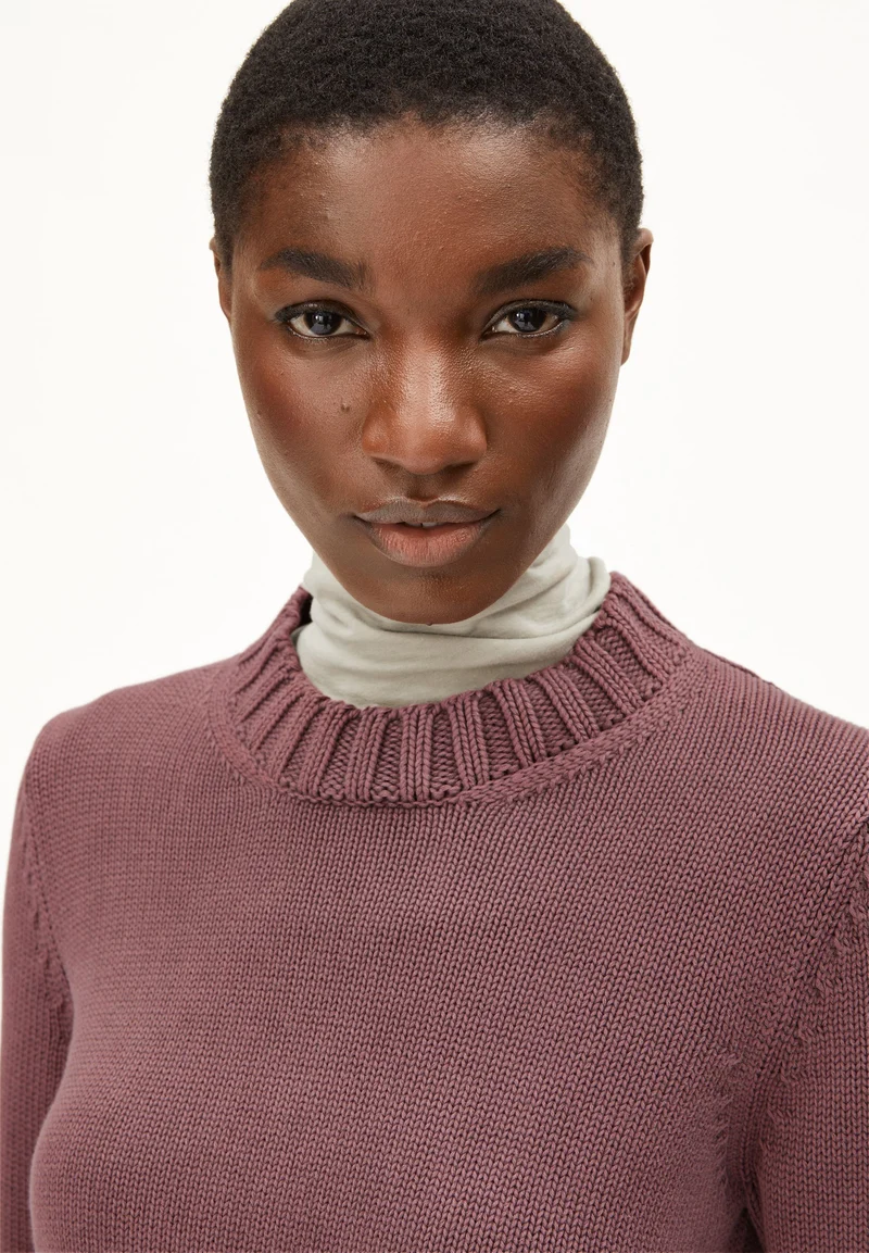 AMALIAAS GMT DYE STRICKPULLOVER | dark berry
