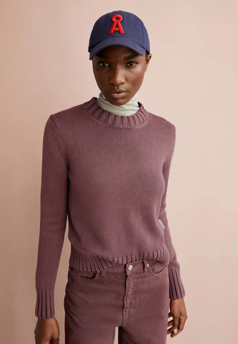 AMALIAAS GMT DYE STRICKPULLOVER | dark berry