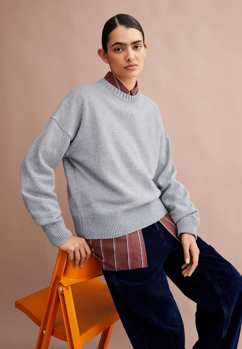 KAARALI STRICKPULLOVER | silver melange
