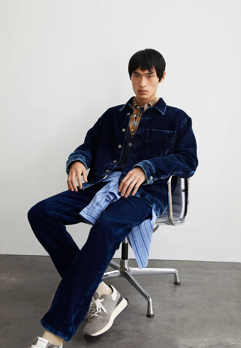 YUNAAI INDIGO CORDJACKE | indigo corduroy