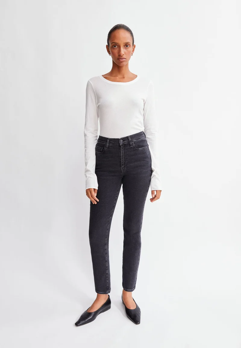 INGAA HIGH WAIST SKINNY JEANS | true black washed