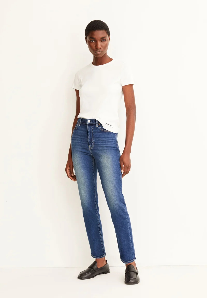 LEJAANI HIGH WAIST SLIM JEANS | dk indigo