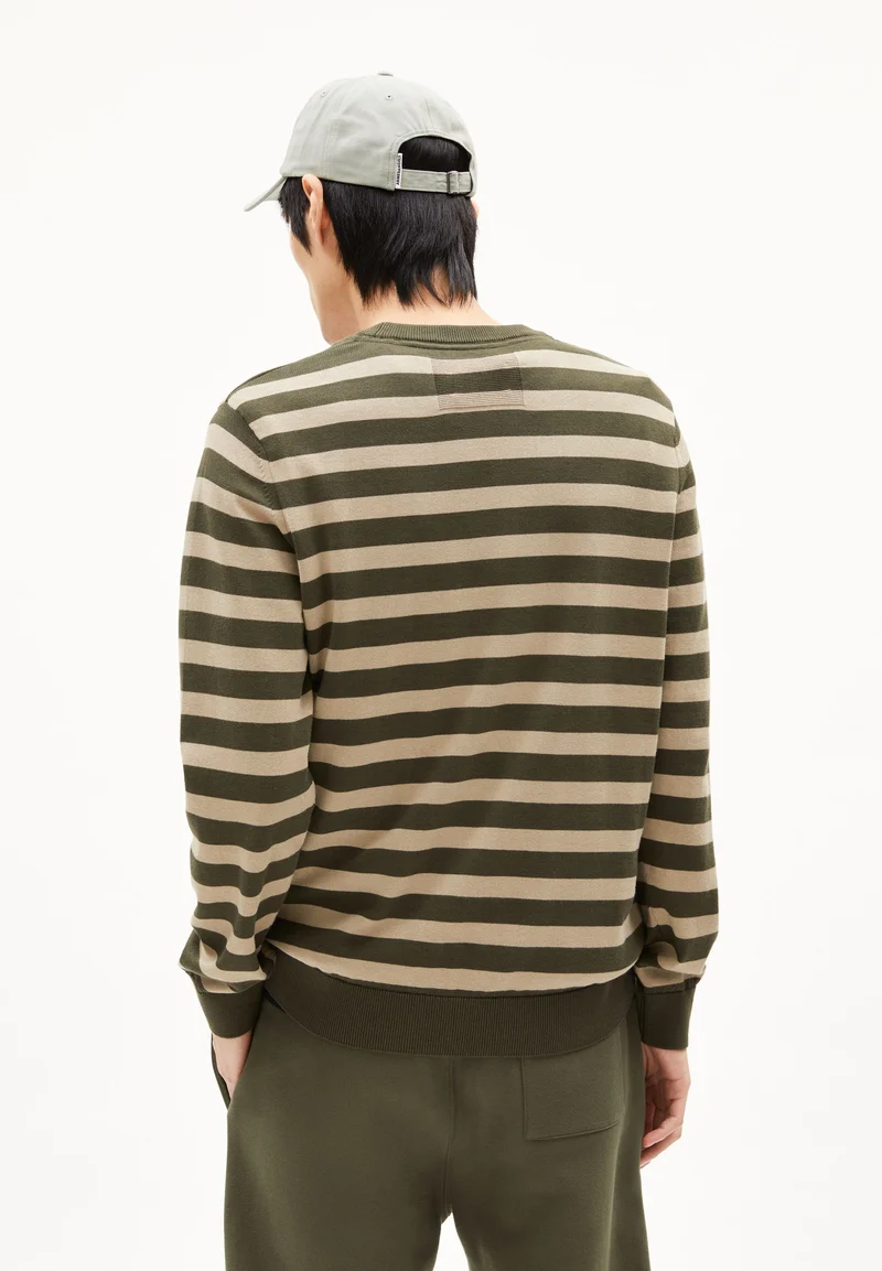 LOUKAA FINE STRIPES STRICKPULLOVER | forest pine-light sage