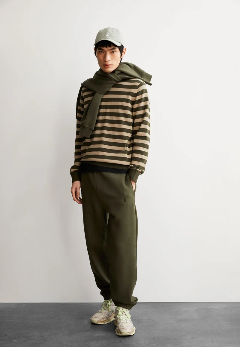 LOUKAA FINE STRIPES STRICKPULLOVER | forest pine-light sage