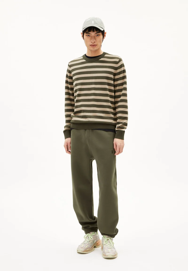 LOUKAA FINE STRIPES STRICKPULLOVER | forest pine-light sage