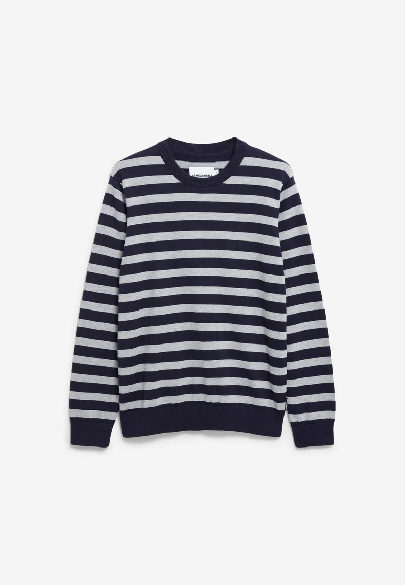 LOUKAA FINE STRIPES STRICKPULLOVER | night sky-silver melange