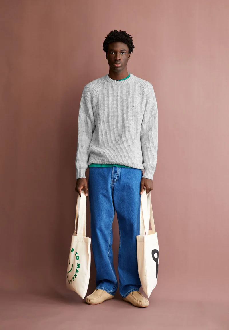 KIAANO TWEED-STRICKPULLOVER | oatmilk-black tweed