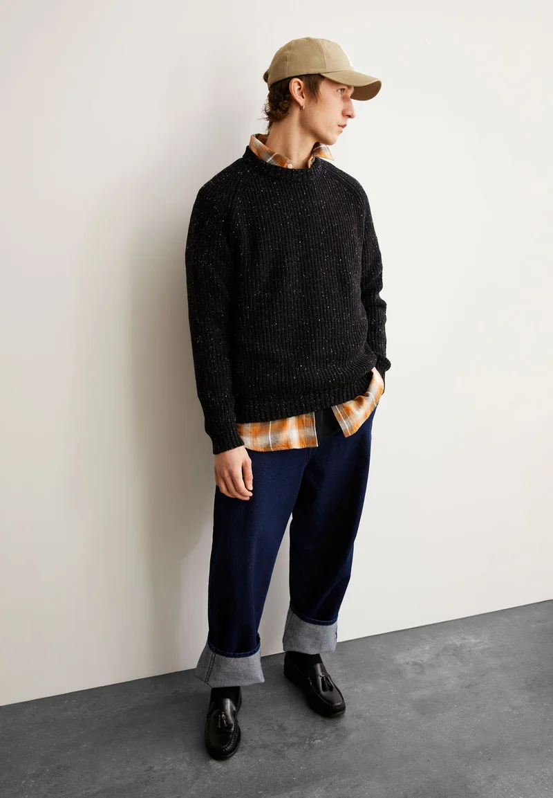 KIAANO TWEED-STRICKPULLOVER | black-oatmilk tweed