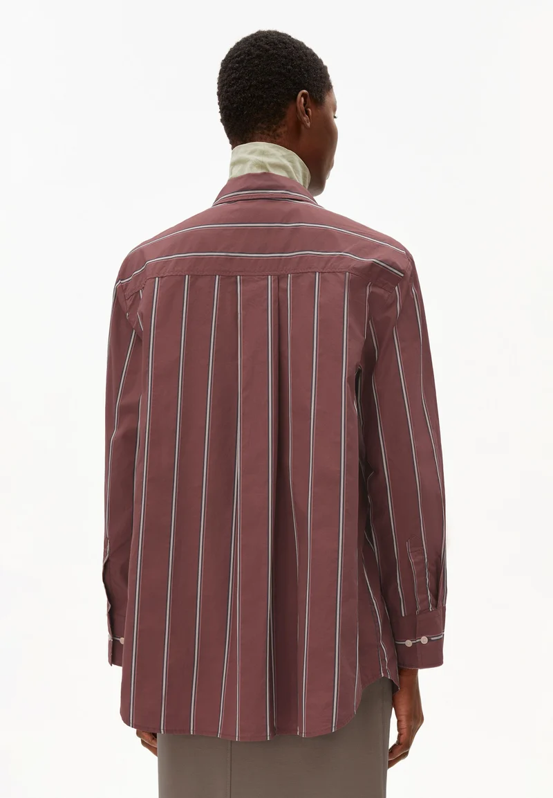 HALIAA STRIPED BLOUSE | dark berry