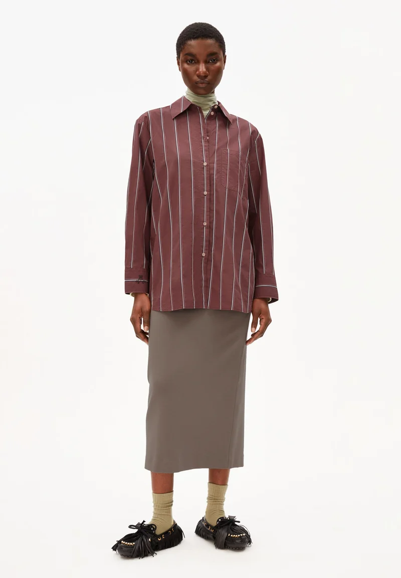 HALIAA STRIPED BLOUSE | dark berry