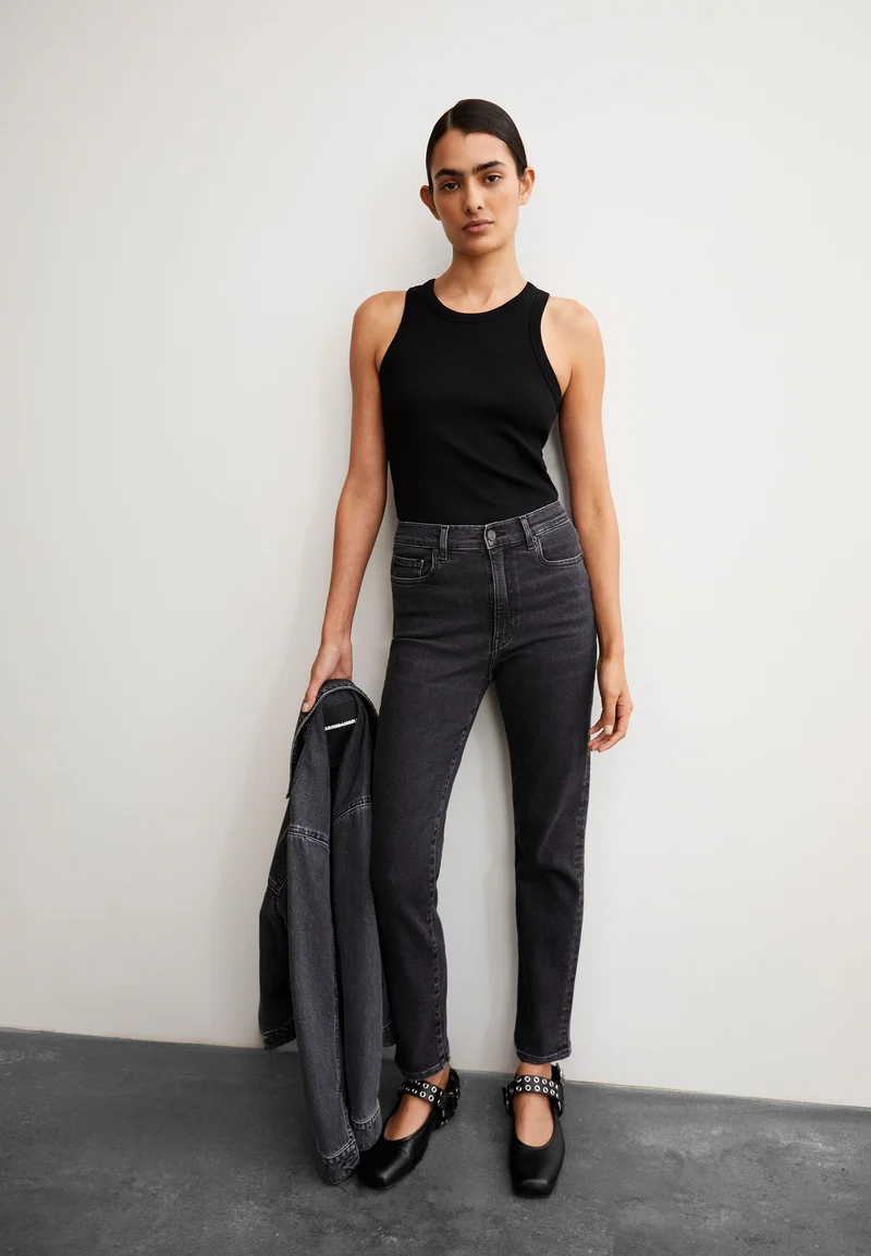 LEJAANI HIGH WAIST SLIM JEANS | blackish