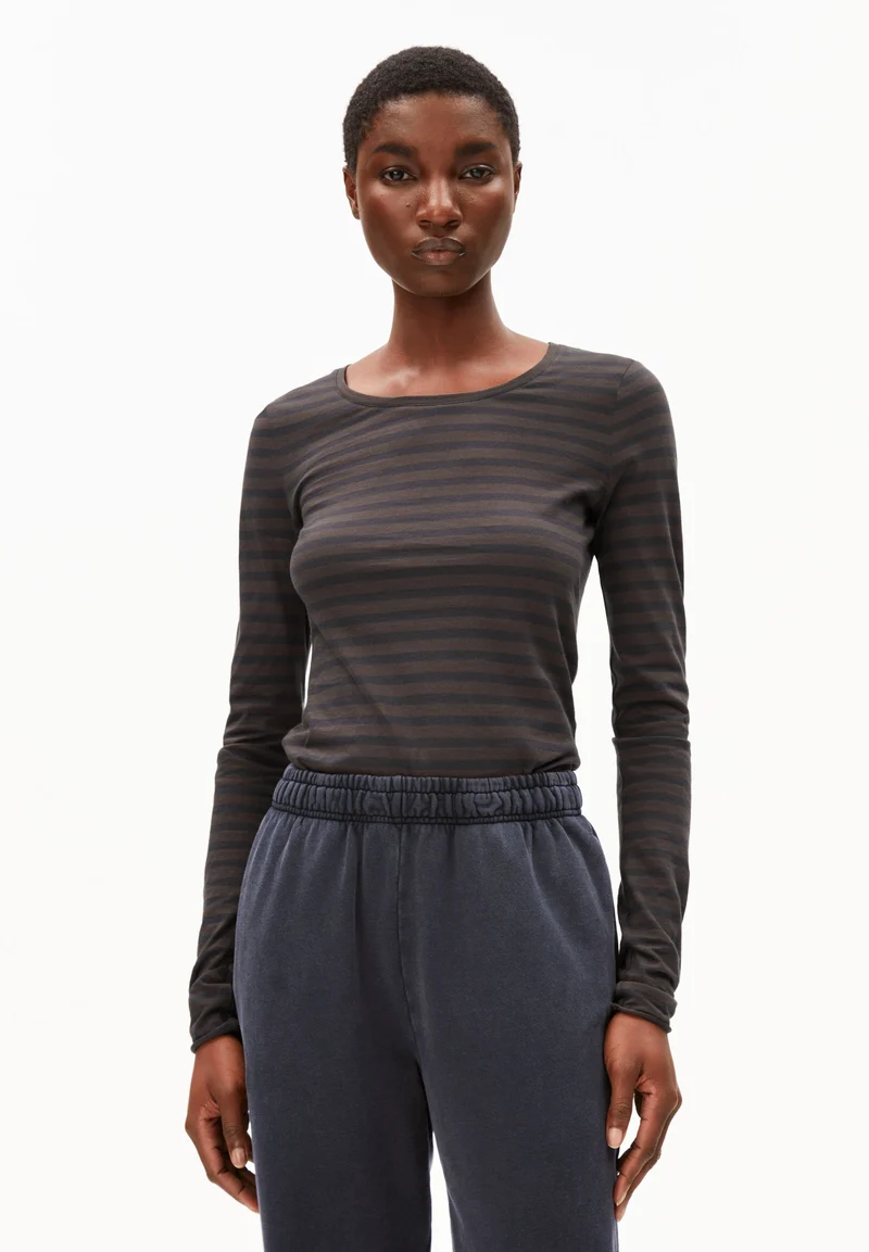 EINIAARA GESTREIFTES LANGARMSHIRT | walnut cream-dark steel