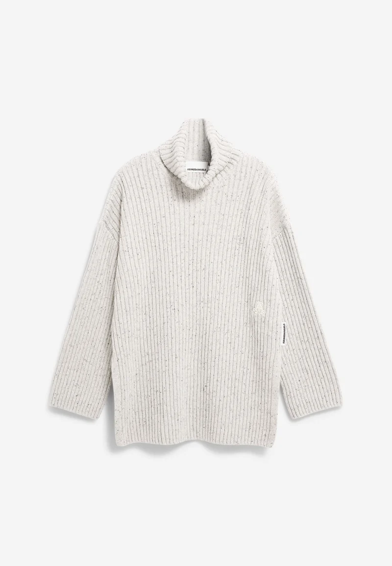 SABIRAA TWEED STRICKPULLOVER | oatmilk-black