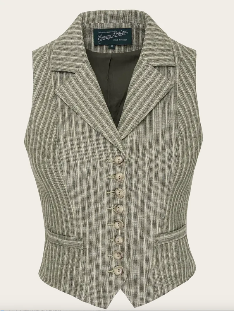The Watchmaker’s Waistcoat,Green herringbone stripe