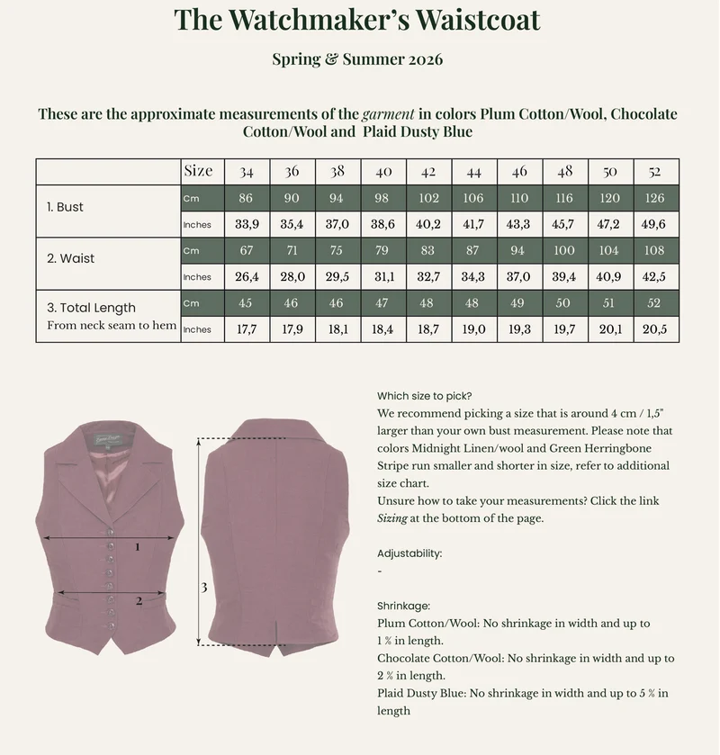 The Watchmaker’s Waistcoat, Plaid dusty blue