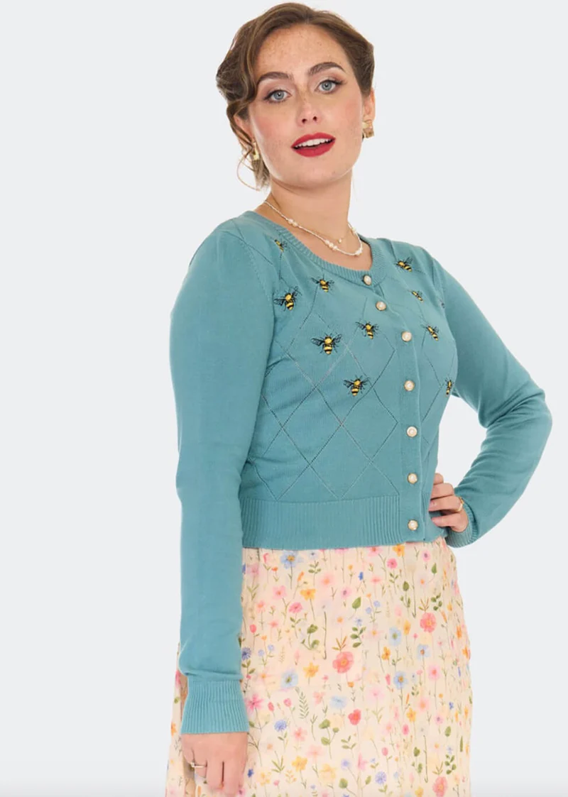 Cardigan Bee 50's mit Bienenmotiv