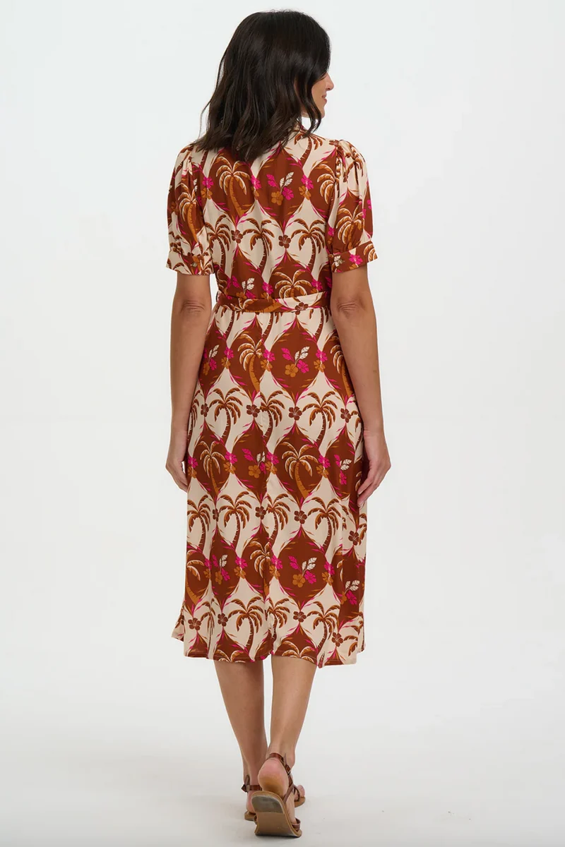 Hemdblusenkleid Penelope Palm Waves Tile, Creme