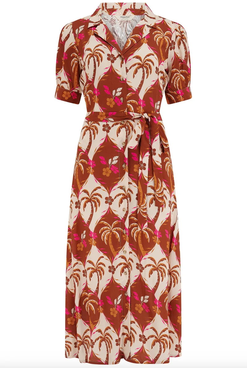 Hemdblusenkleid Penelope Palm Waves Tile, Creme