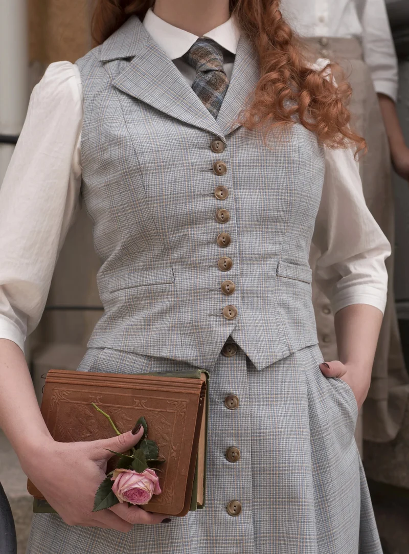 The Watchmaker’s Waistcoat, Plaid dusty blue