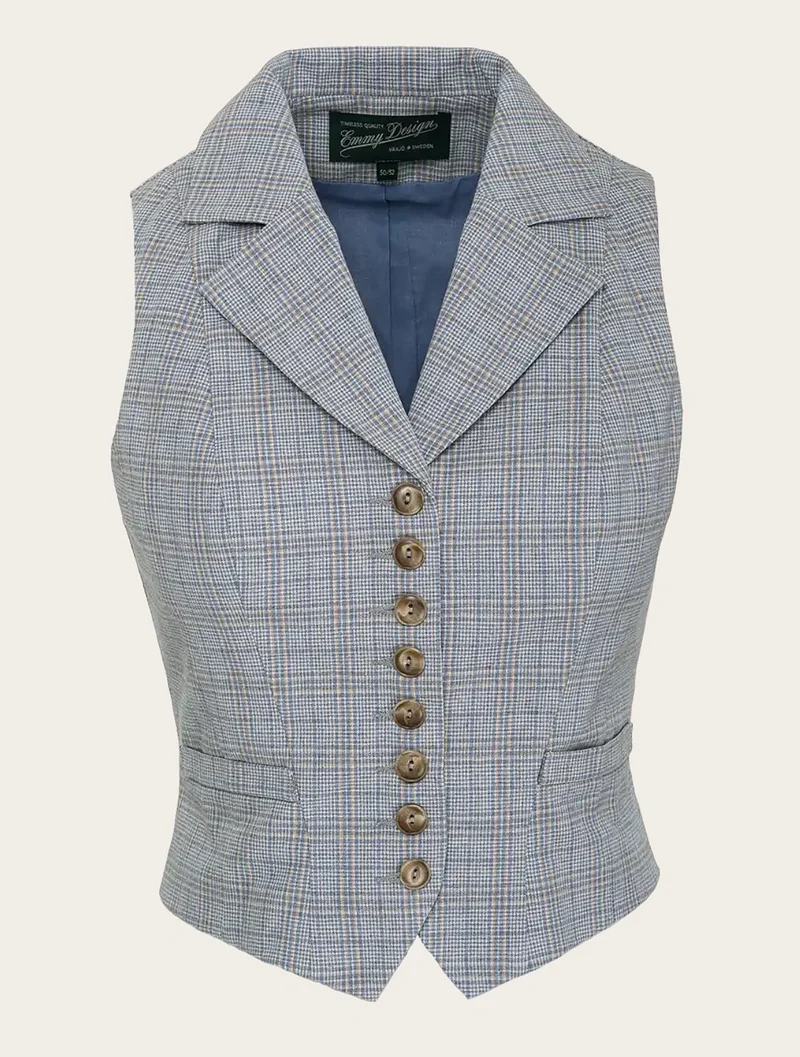 The Watchmaker’s Waistcoat, Plaid dusty blue